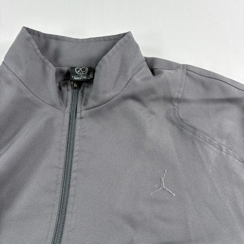 Air Jordan Track Jacket Mens Large Gray Full Zip Spell Out Big Logo Y2K